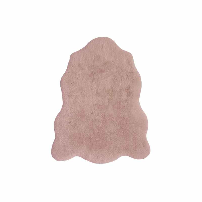Luxury Faux Fur Plain Modern Shaped Rug 2 in Blush Pink