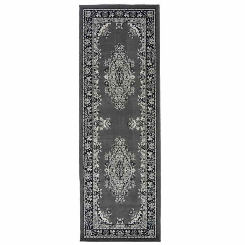 Maestro Traditional Vintage Medallion Runner Rugs in Grey