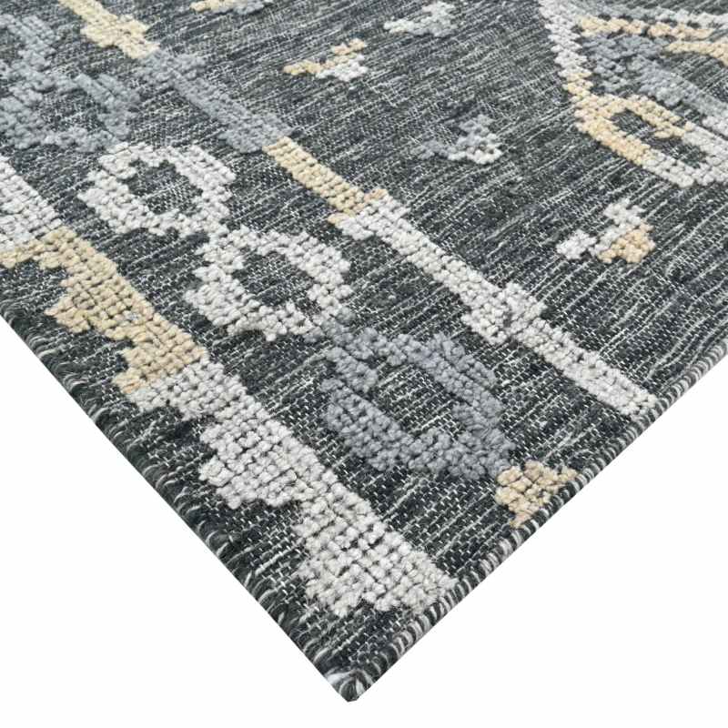 Manika 01 Traditional Border Textured Rugs in Teal Blue