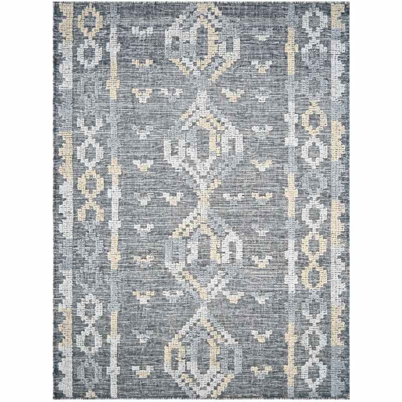 Manika 01 Traditional Border Textured Rugs in Teal Blue