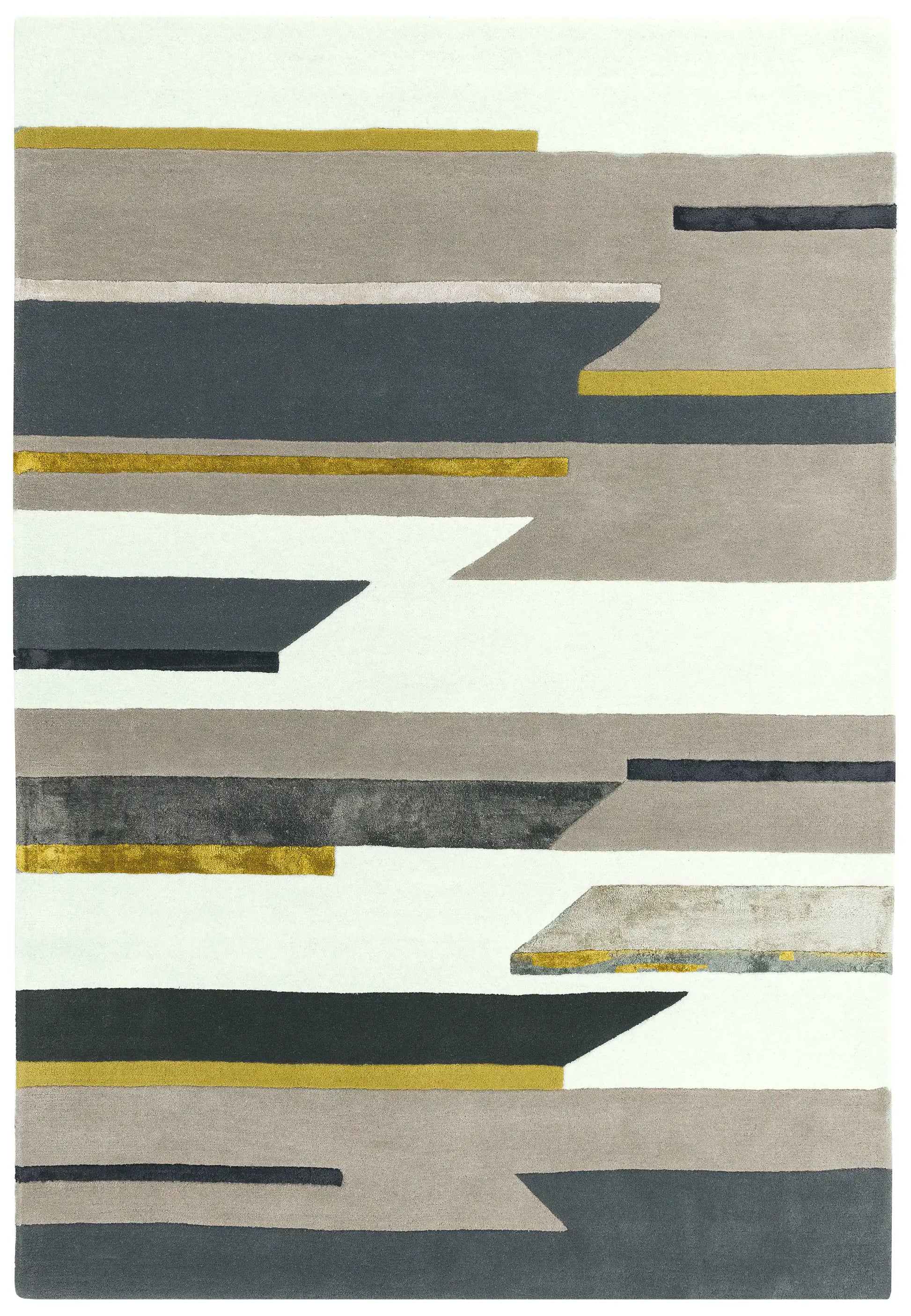 Asiatic code matrix max62 rhombus mustard Grey, Yellow  Wool Rug.