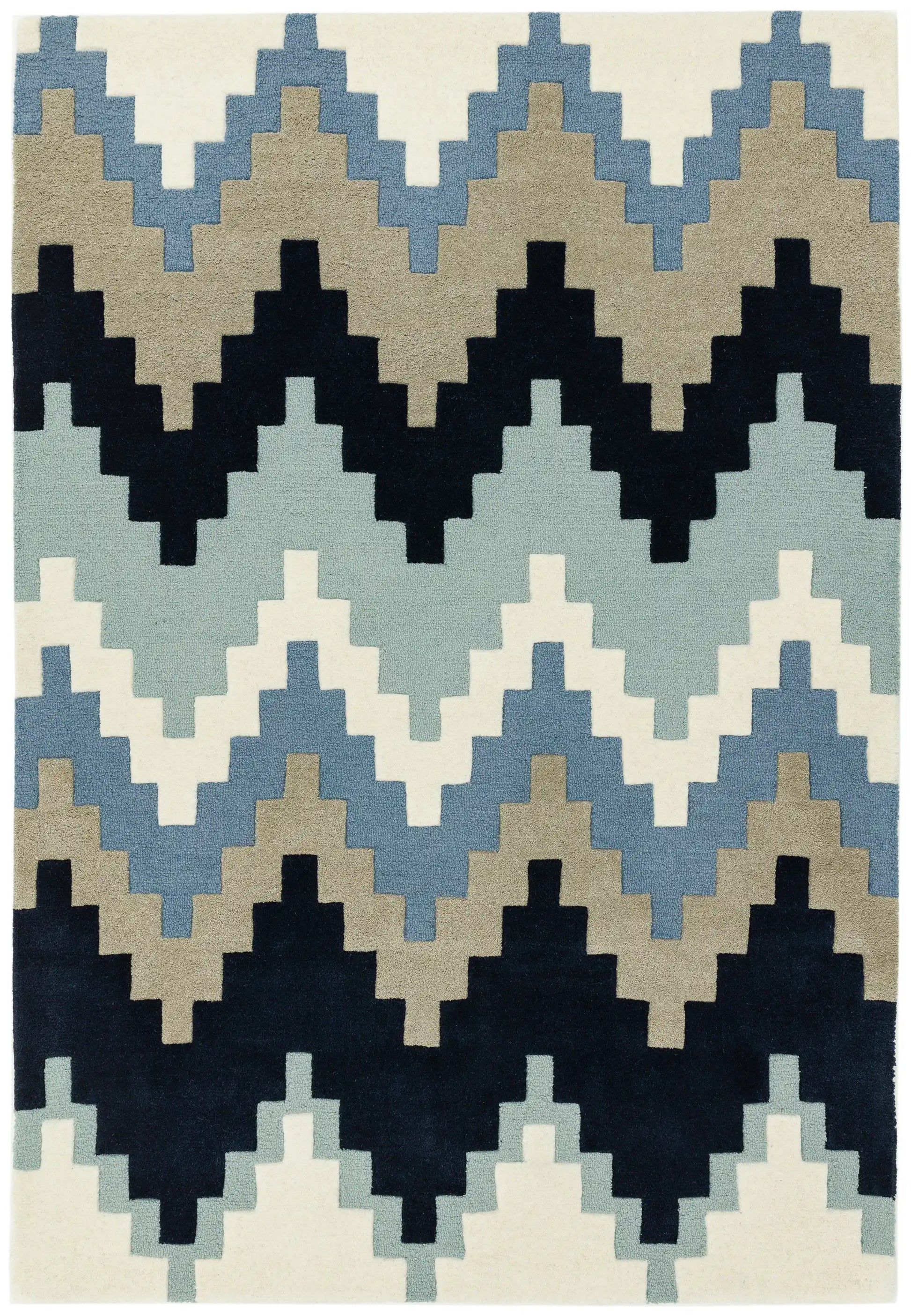 Asiatic cuzzo matrix max70 blue Blue, Multicoloured  Wool Rug.