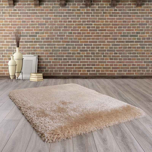 Mayfair Modern Plain Shaggy Rugs in Beige