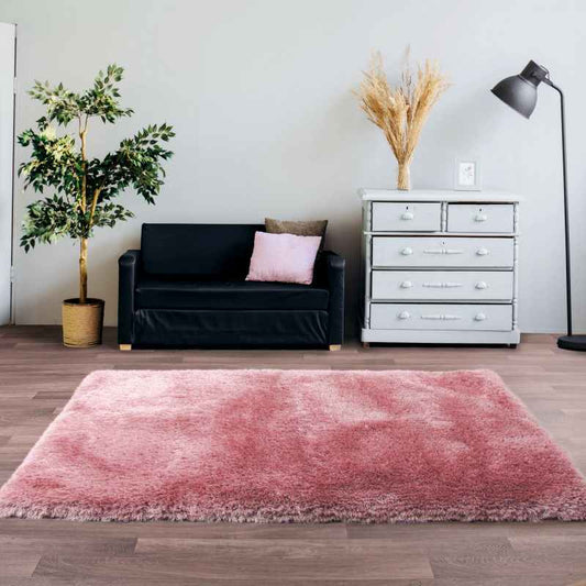 Mayfair Modern Plain Shaggy Rugs in Blush Pink