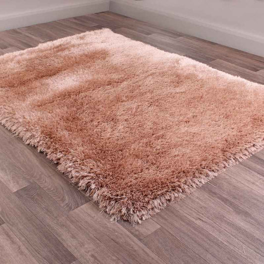 Mayfair Modern Plain Shaggy Rugs in Champagne Brown