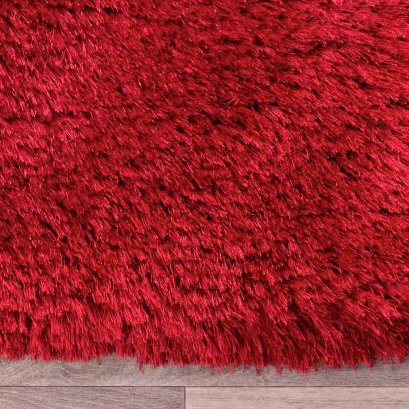 Mayfair Modern Plain Shaggy Rugs in Red