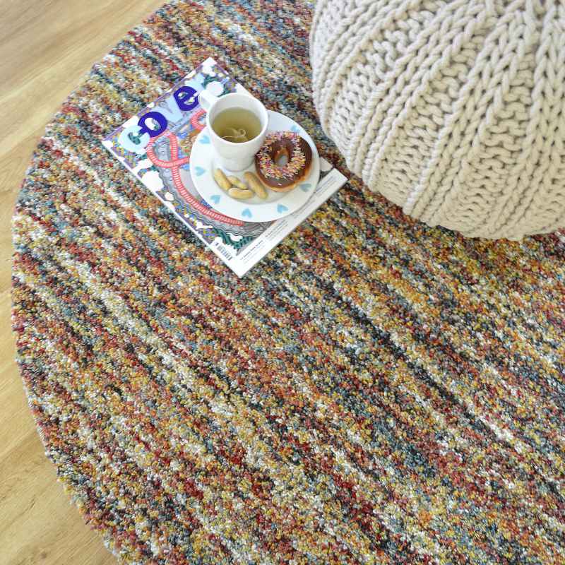 Mehari 23067 2959 Abstract Shaggy Circle Rugs in Rust