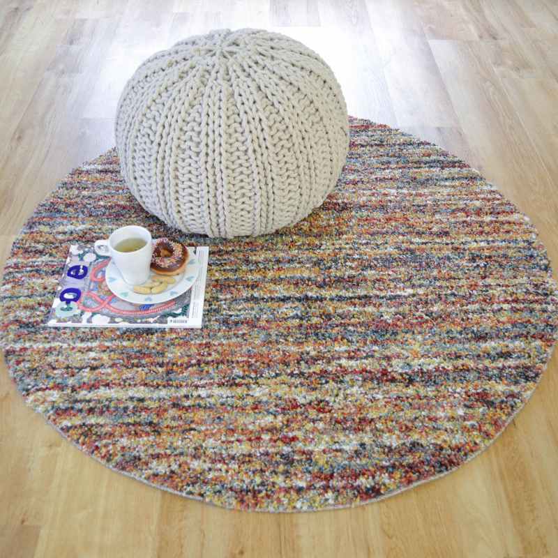 Mehari 23067 2959 Abstract Shaggy Circle Rugs in Rust