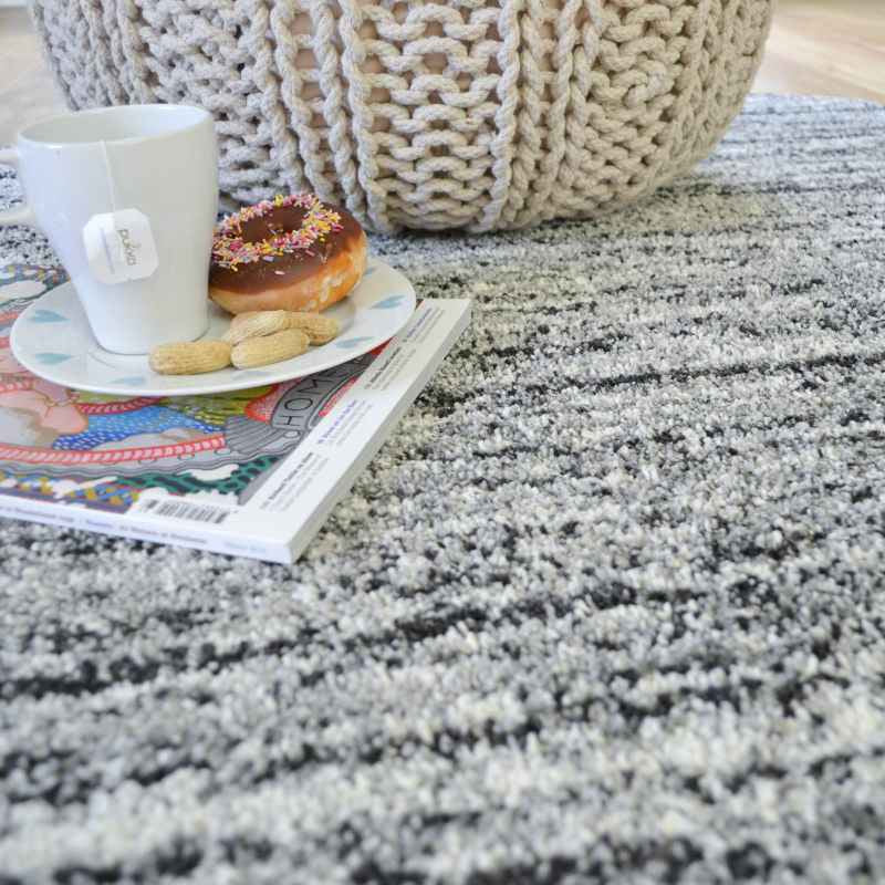 Mehari 23067 4258 Abstract Shaggy Circle Rugs in Grey