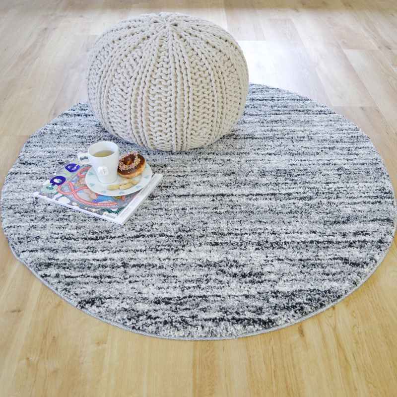 Mehari 23067 4258 Abstract Shaggy Circle Rugs in Grey