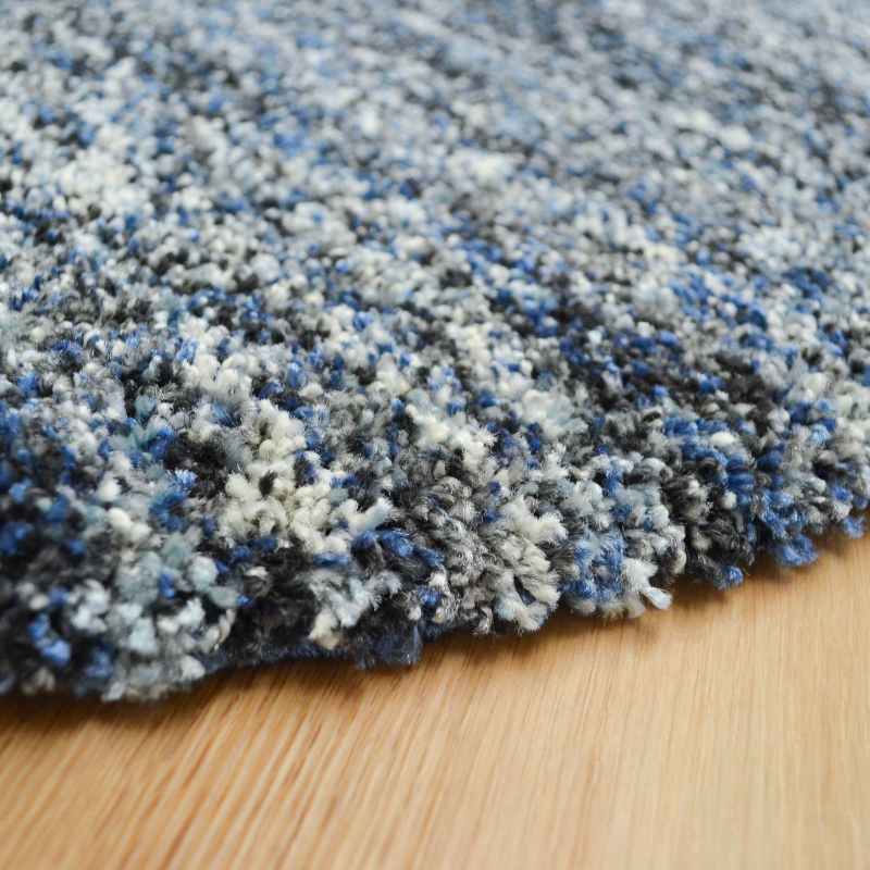 Mehari 23067 6141 Abstract Shaggy Circle Rugs in Blue
