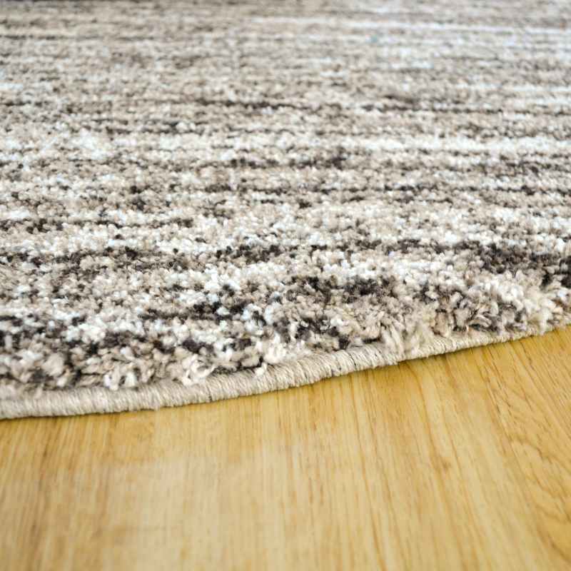 Mehari 23067 6868 Abstract Shaggy Circle Rugs in Beige Brown