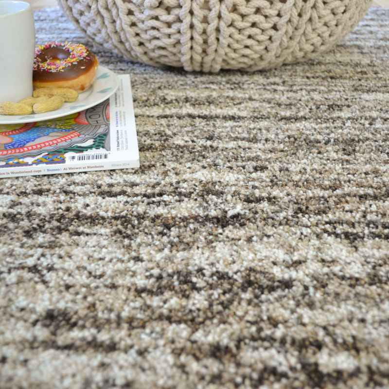 Mehari 23067 6868 Abstract Shaggy Circle Rugs in Beige Brown
