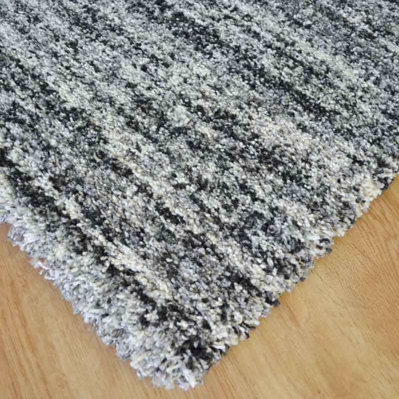 Mehari 23067 4258 Abstract Shaggy Runner Rugs in Grey