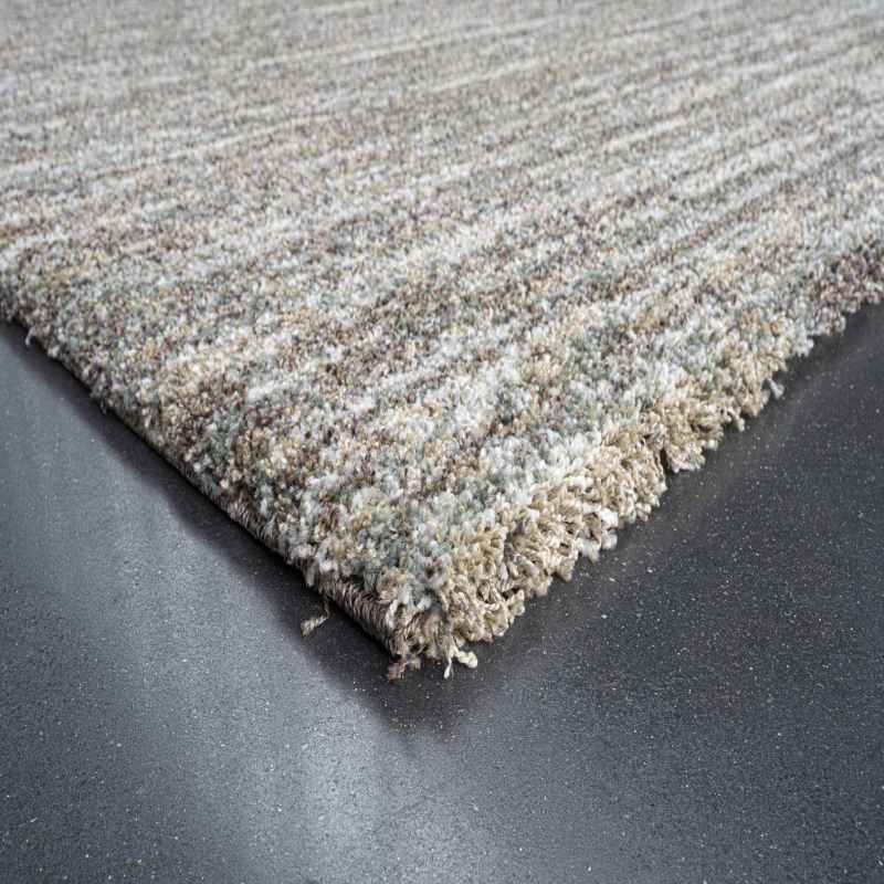 Mehari 23067 4727 Abstract Shaggy Runner Rugs in Beige Multi