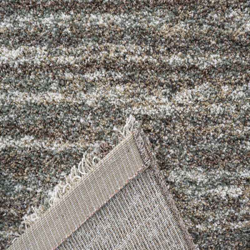 Mehari 23067 4727 Abstract Shaggy Runner Rugs in Beige Multi
