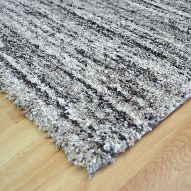 Mehari 23067 6868 Abstract Shaggy Runner Rugs in Beige Brown