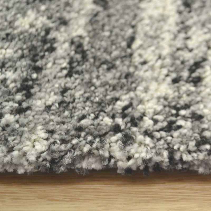 Mehari Shaggy Striped Circle Rugs 23094 6258 in Grey