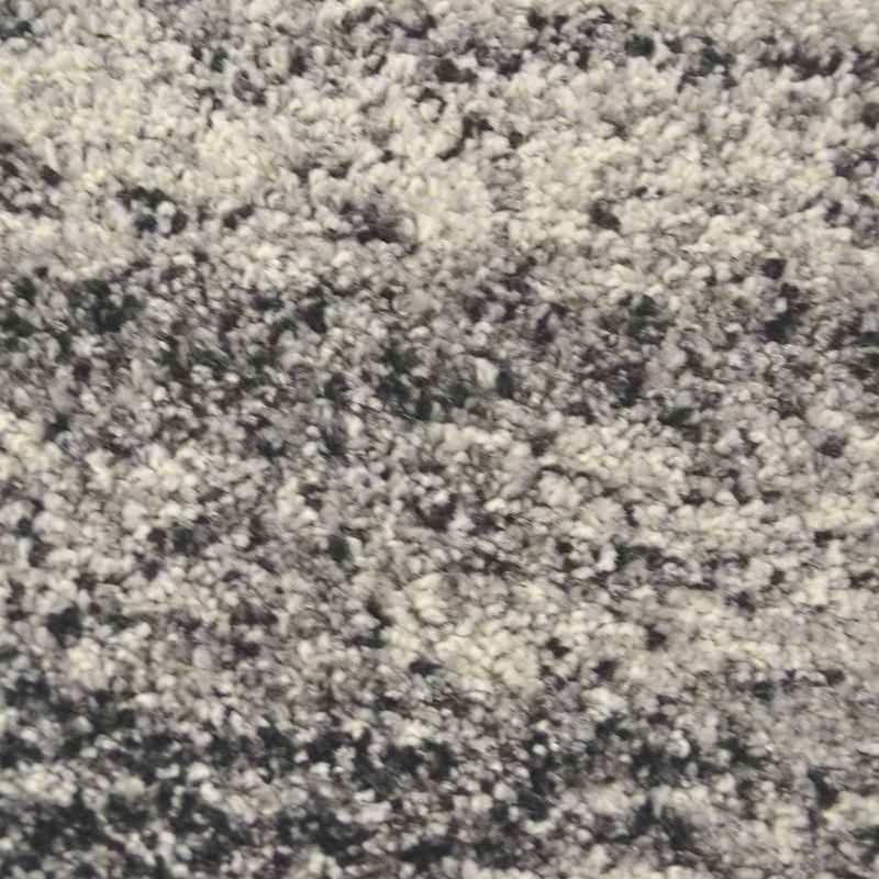 Mehari Shaggy Striped Circle Rugs 23094 6258 in Grey