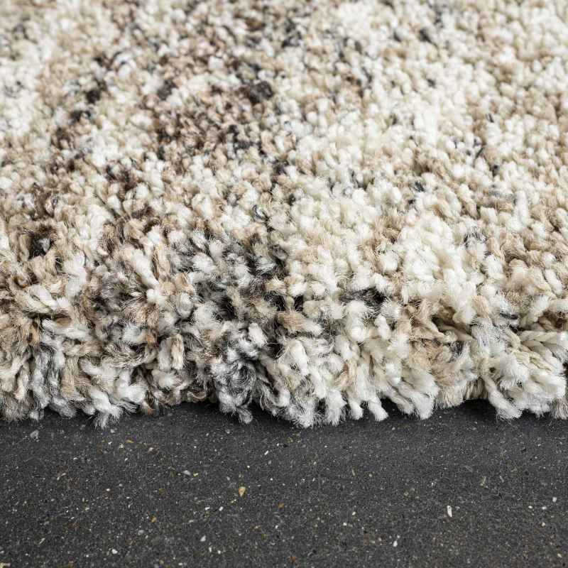 Mehari Shaggy Striped Runner Rugs 23094 6828 in Beige