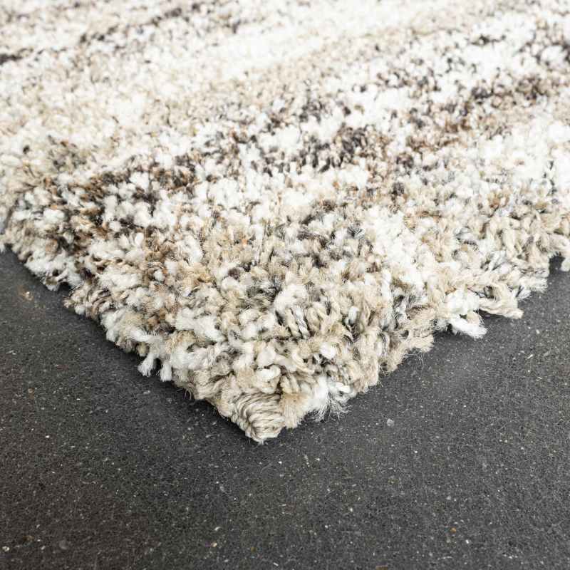 Mehari Shaggy Striped Runner Rugs 23094 6828 in Beige