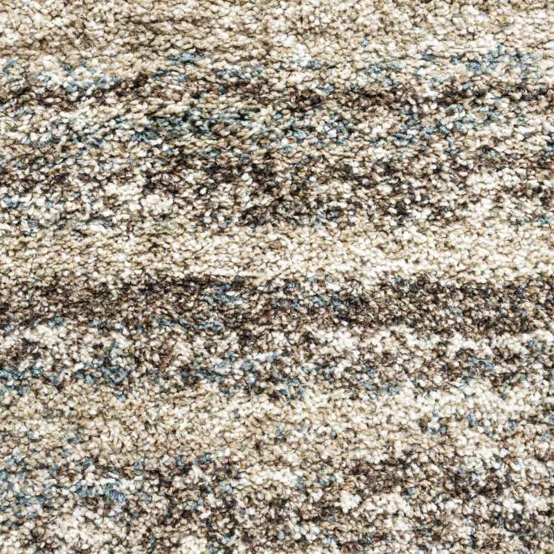 Mehari Shaggy Striped Runner Rugs 23094 6959 in Teal Blue