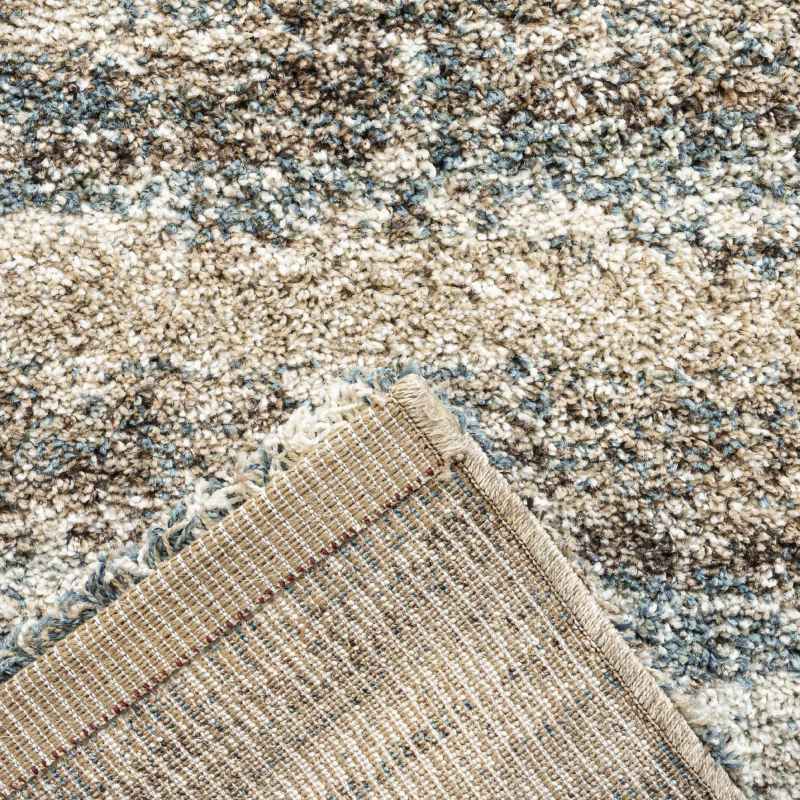 Mehari Shaggy Striped Runner Rugs 23094 6959 in Teal Blue