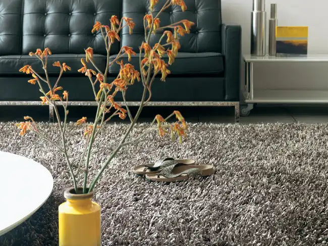 Asiatic metallica metallica gunmetal Grey  Shaggy Rug.