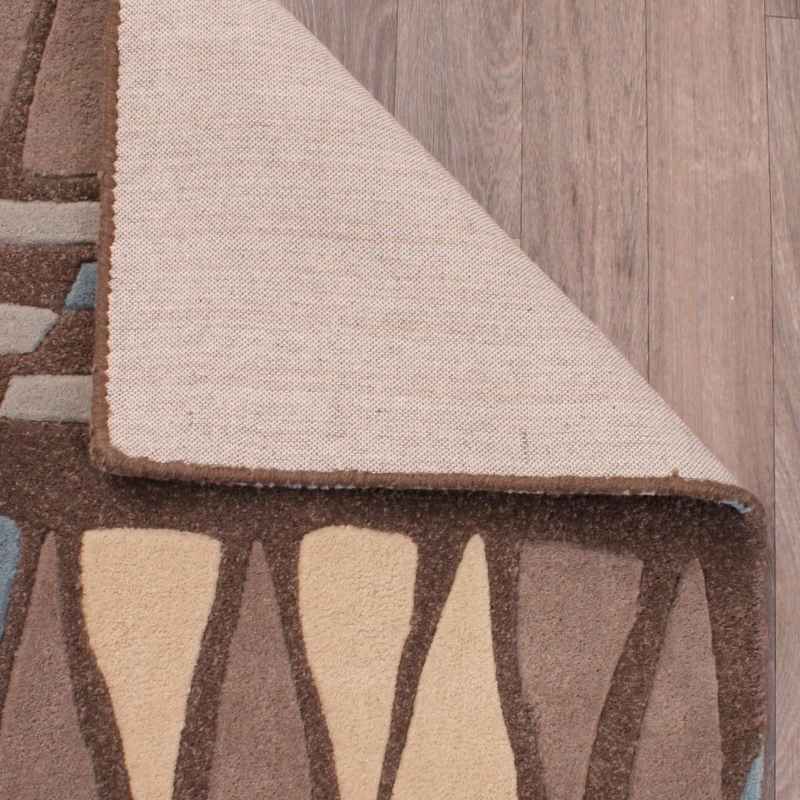Fusion Midori Geometric Wool Rugs in Brown & Blue