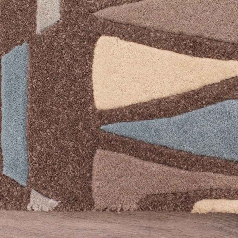 Fusion Midori Geometric Wool Rugs in Brown & Blue