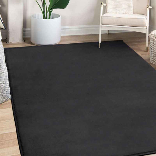 Moda Plain Rugs in Black by Rugstyle