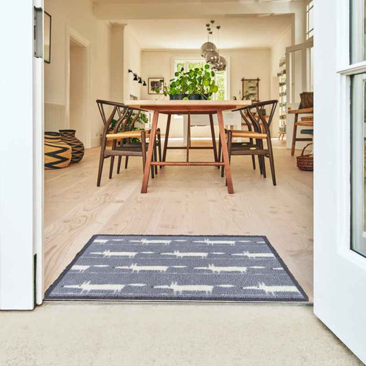 Mr Fox Running Doormats in Grey by Scion
