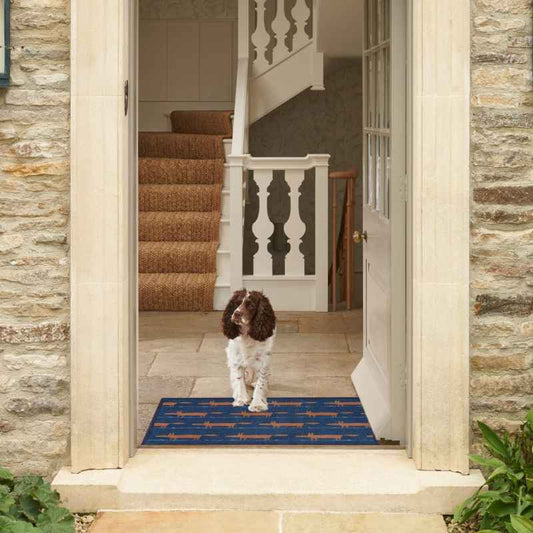 Mr Fox Running Washable Doormats in Navy Blue by Turtle Mat x Scion