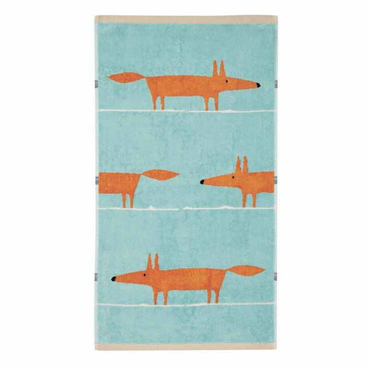 Mr Fox Cotton Bath Towels By Scion in Aqua Blue