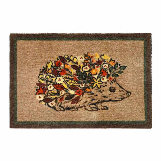 My Floral Hedgehog Washable Anti Slip Doormat in Multi