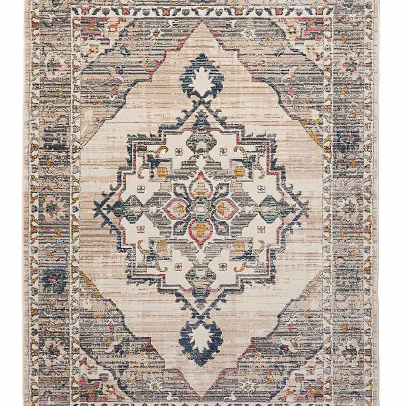 Nova Leona Traditional Distressed Medallion Rugs in Cream White