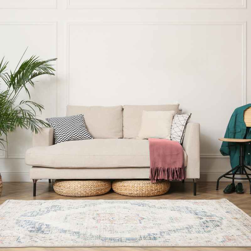 Nova Loki Traditional Distressed Medallion Rugs in Blue – The Rug Seller