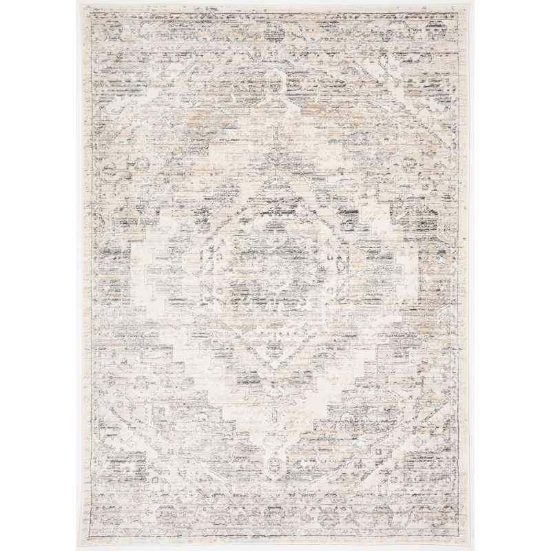 Nova Loki Traditional Distressed Medallion Rugs in Cream White