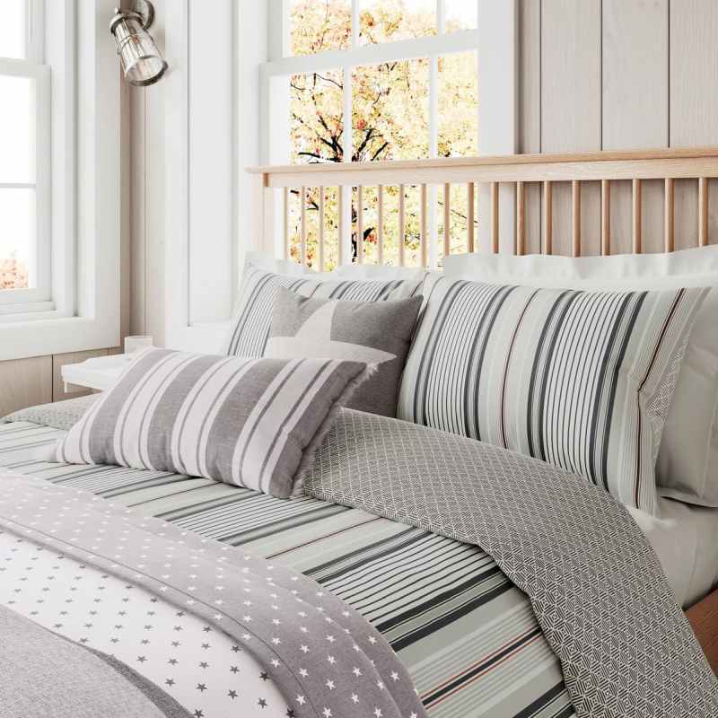 Nautical Stripe Bedding by Helena Springfield x Long Island in Charcoal Grey