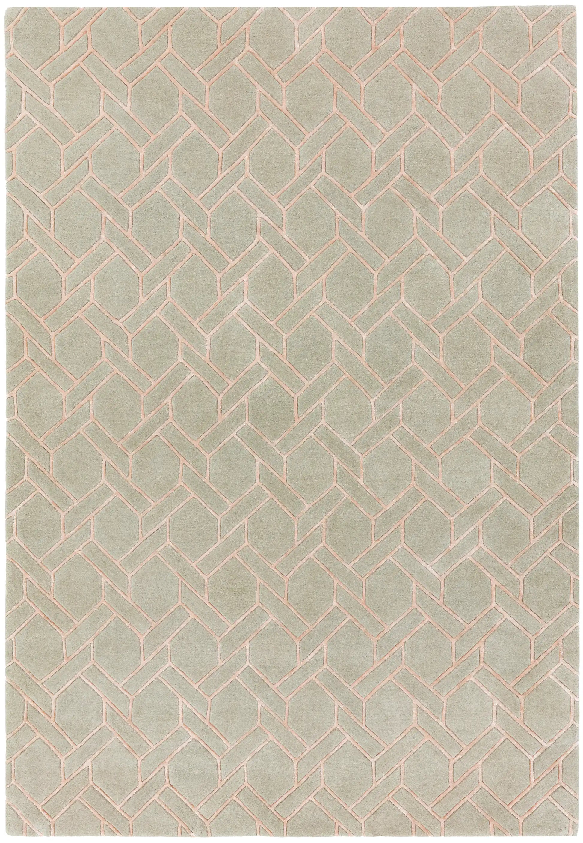 Asiatic nexus fine lines silver pink Grey, Pink Living Room Wool Rug.