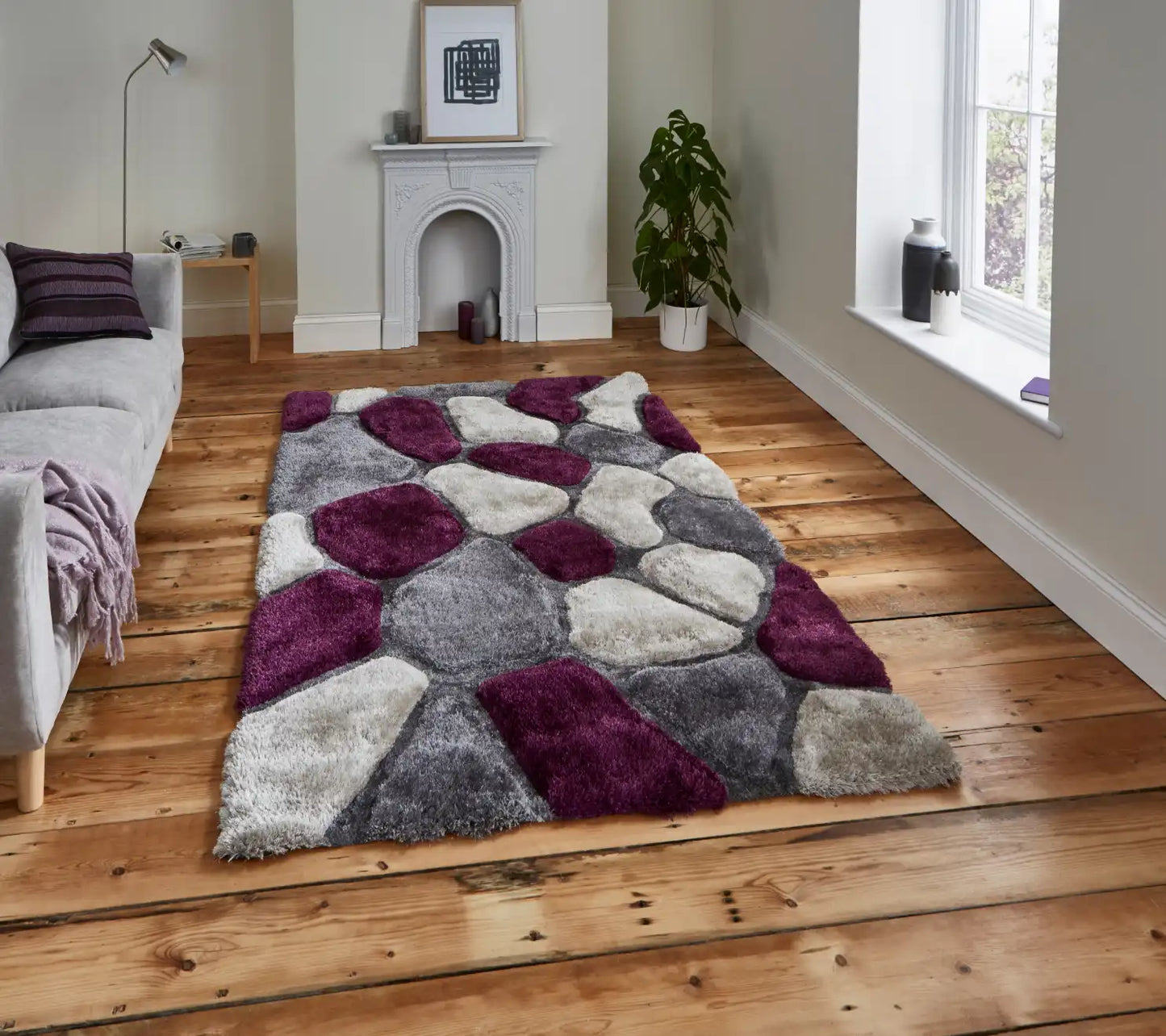 Noble House Pebbles 5858 Grey Purple Rug RS