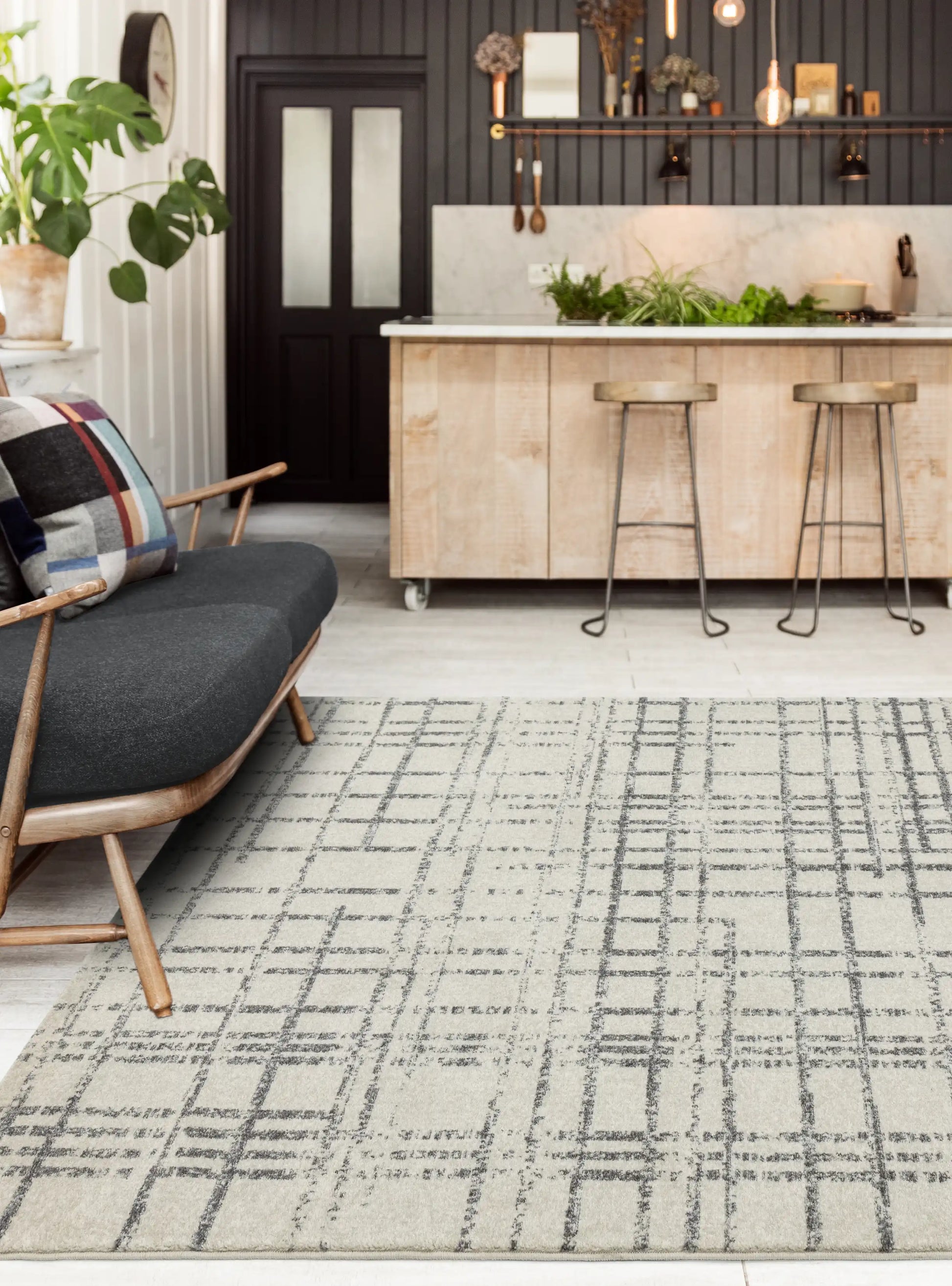 Asiatic nova nv31 grid grey Grey Living Room  Rug.