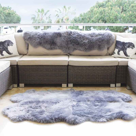Genuine Sheepskin Animal Fur Rugs in Grey