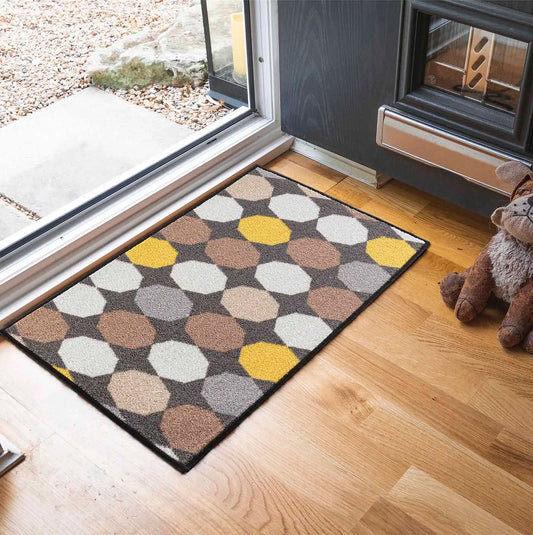 Washable Gel-Back Havana Oval Gold Rug