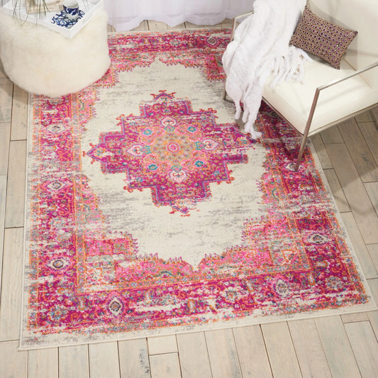 Passion Nourison PSN03 Ivory Fuchsia Rug RS