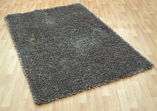 Asiatic metallica metallica silver Grey  Shaggy Rug.