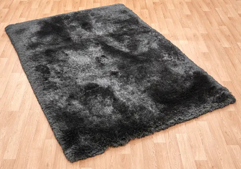 Asiatic plush plush slate Grey Living Room Shaggy Rug.