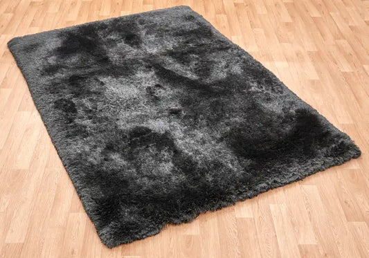 Asiatic plush plush slate Grey Living Room Shaggy Rug.