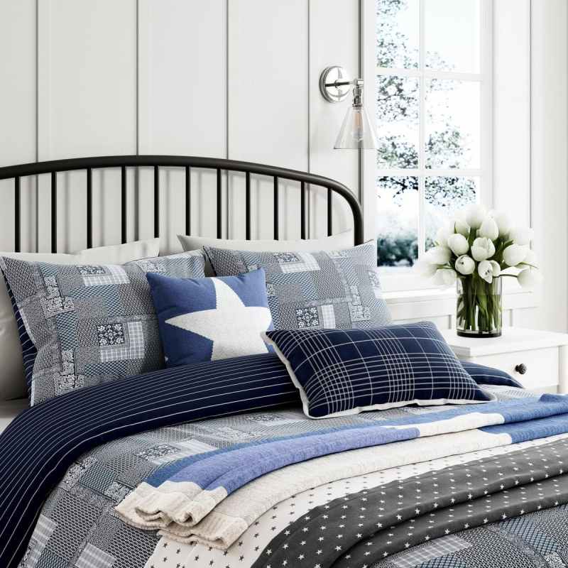 Paisley Patch Bedding by Helena Springfield x Long Island in White Navy