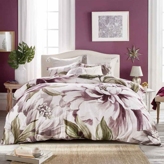 Peony Bloom Floral Bedding Duvet Cover and Pillowcase By Peri Home in Purple